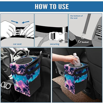 Car Trash Can – Multi-Purpose, Lightweight and Portable with Durable Water-Resistant Coating, No Installation Required, Practical and Ample Capacity, Variety of Colors.Coconut Tree