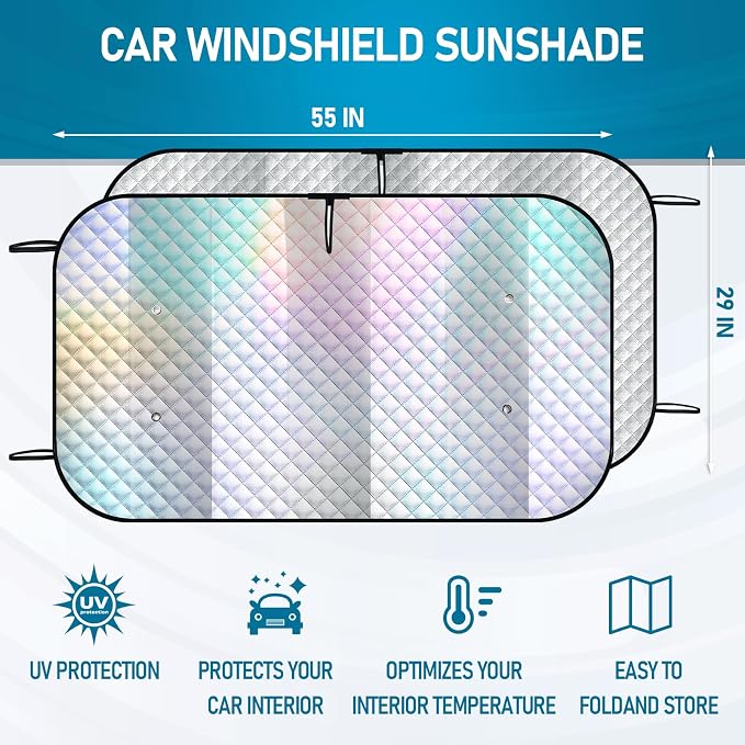 Car Windshield Sun Shade, Folding Car Shades for Front Windows UV Rays Sun Visor Shade, Keeps Your Vehicle Cool