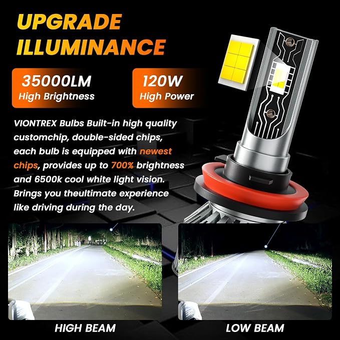 Driving Light Bulb Fit for Chevy Silverado 1500 2007-2015 / Silverado 2500HD 3500HD 2007-2021 High Low Beam Fog Light Bulbs Combo Pack Plug and Play,6500K White Car Lamp Kit,IP68 6-Pack