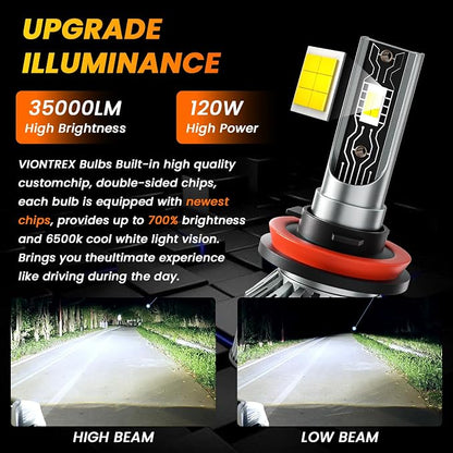 Driving Light Bulb Fit for Chevy Silverado 1500 2007-2015 / Silverado 2500HD 3500HD 2007-2021 High Low Beam Fog Light Bulbs Combo Pack Plug and Play,6500K White Car Lamp Kit,IP68 6-Pack