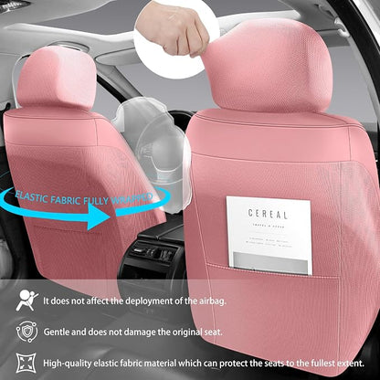 NS YOLO Universal Leather Car Seat Covers Full Coverage,Waterproof Custom Fit for Cars,SUVs and Trucks, Premium PU Leather Automotive Seat Protector with Anti-Slip Design,Pink Seat Cover for 5 Seats