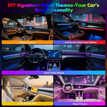 Dreamcolor Acrylic Car Interior Lights 18 in 1 RGB Car Ambient Lighting Kit APP Control Zoned Control System 252 Color Modes DIY 16 Million Colors Music Sound Active Neon Light Kits New Version