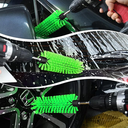 Drill Brush for Car Wheel and Bottle, Highly Dense and Durable Car Cleaning Brush for Wheels, Rims, Engines, Exhaust, Bottle