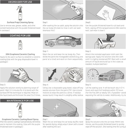 20H Graphene Ceramic Coating for Cars(Standard Kit), Professional Ceramic Coating | High Gloss Finish | Hydrophobic | Scratch & Protection | Easy to Use