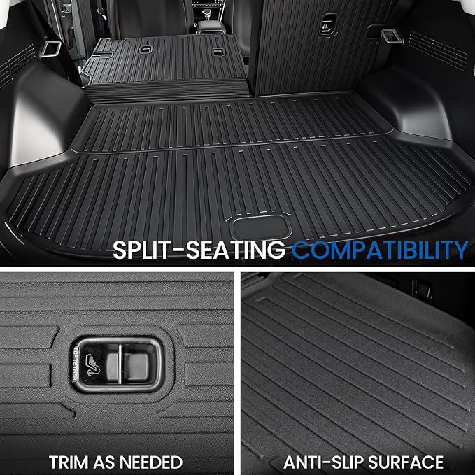 Floor Mats Set for 2024-2026 Kia Seltos Without Subwoofer, All Weather TPE Floor Liners Trunk Mat Cargo Liner with Backrest Mat Accessories