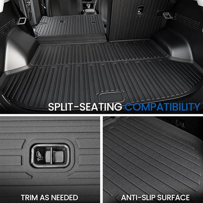 Floor Mats Set for 2024-2026 Kia Seltos Without Subwoofer, All Weather TPE Floor Liners Trunk Mat Cargo Liner with Backrest Mat Accessories