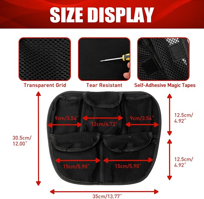 Front Trunk Lid Organizer Frunk Tool Bag for Can Am Spyder F3 F3-L F3-S F3-T 2015+ Models Accessories - Removable, 5 Mesh Pockets Storage Organizer(Black Style)