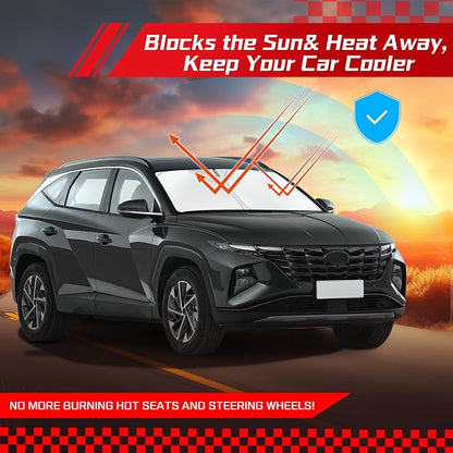ARISMOTOR Windshield Sun Shade for Hyun-dai Tucson 2022-2025 2026, Custom Fit Foldable Front Window Sunshade Sun Visor Protector, Block UV Rays Keep Your Car Cooler