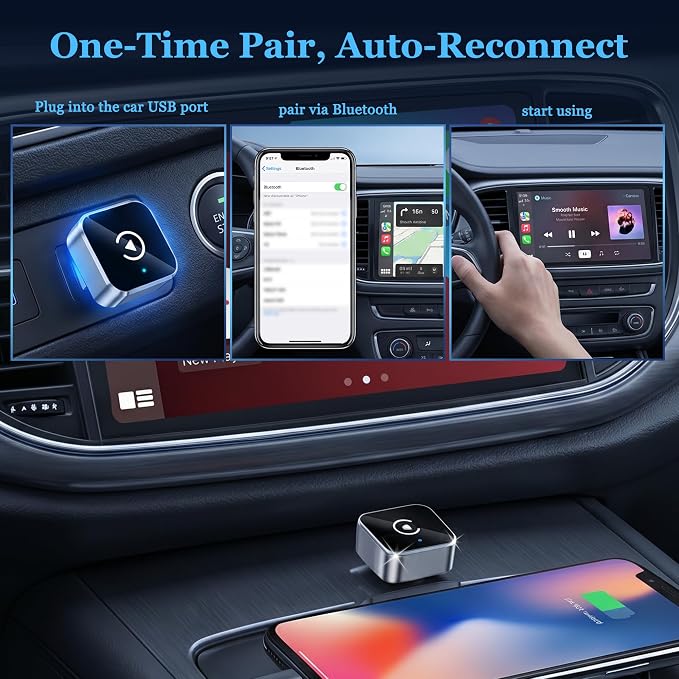 2026 Upgraded Wireless CarPlay & Android Auto Adapter, Fast Connection, Universal Fit for Most Wired Original Car Systems, Mini Portable Car Smart Adapter