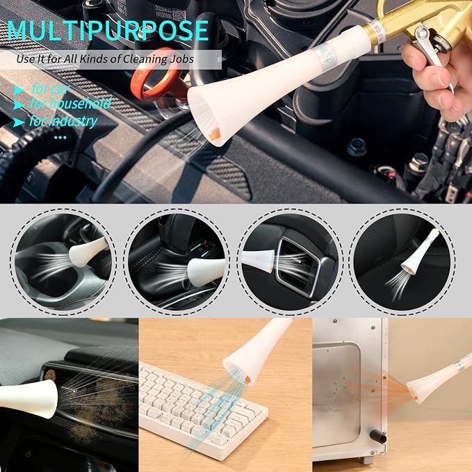 GOCCIDA Air Blow Gun Car Detailing Interior Car Cleaning Gun Car Dryer Air Blower for Car Detailing Air Gun Car Dust Cleaner Air Compressor Blower Gun with Nozzle and Auto Detailing Dusting Brush