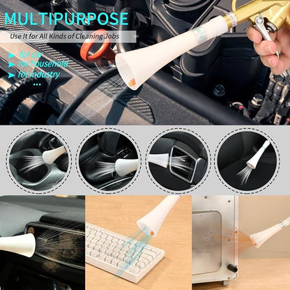 GOCCIDA Air Blow Gun Car Detailing Interior Car Cleaning Gun Car Dryer Air Blower for Car Detailing Air Gun Car Dust Cleaner Air Compressor Blower Gun with Nozzle and Auto Detailing Dusting Brush
