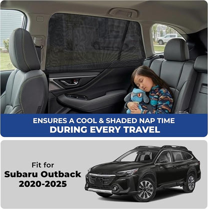 EcoNour Car Window Screen for Subaru Outback (2020–2025) 2 Pack | Breathable Mesh Camping Window Covers | 100% Protection from Bugs, Mosquito & UV | Baby Safe Privacy Blackout Net | Car Accessories