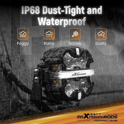 maXpeedingrods 5 Inch 178W Off Road Lights, LED Pod Light 21360LM with Amber/White DRL 3 Modes, 270°Side Shooter for Trucks Jeep Pickup UTV ATV Motorcycles Spot Ditch Light with Black Covers