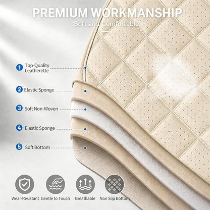 Car Seat Covers Compatible with Hyundai Elantra 2017-2025 2026 - Waterproof & Breathable Luxury Leather All-Weather Seat Cushions Protectors,Airbag Compatible,Only 2 Front seat Covers (Beige)