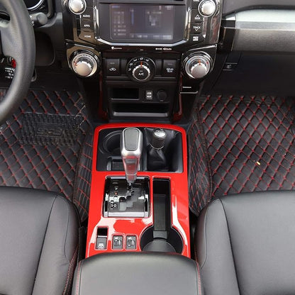JeCar Center Console Gear Shift Panel Cover Interior Trim Accessories for Toyota 4Runner 2010-2023 (Red)