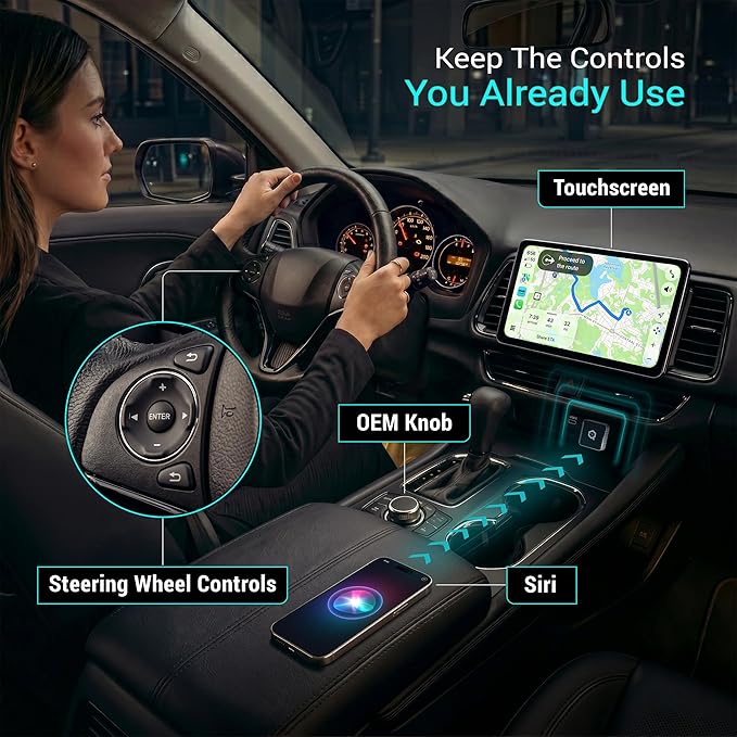 WL1 Wireless CarPlay Adapter for iPhone | For factory wired CarPlay cars; iPhone 6+ / iOS 12+; auto reconnect; includes USB-C converter