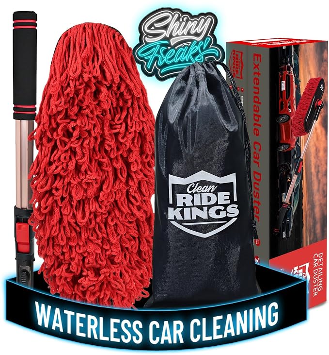 Car Cleaning Supplies Duster, Exterior Scratch Free, Soft Brush Kit for Truck SUV RV Motorcycle, Wax Cotton Hair, Extendable Handle, Car Feather Duster No Lint, Gifts for Men Women