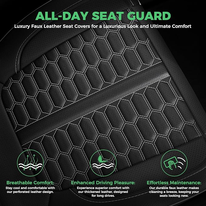 Custom Leather Seat Covers for Silverado/Sierra 1500 2014-2018, 2500HD 3500HD 2015-2019 Crew Cab Full Set with Jump Seat Cover (Armrest Storage Version Only),Truck Accessories