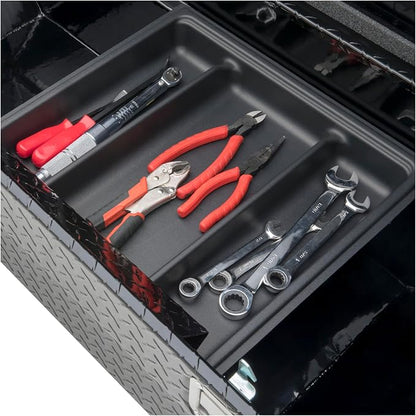 UWS EC10492 Pull Handle 69-Inch Gloss Black Heavy-Wall Aluminum Truck Tool Box with Low Profile, RigidCore Lid