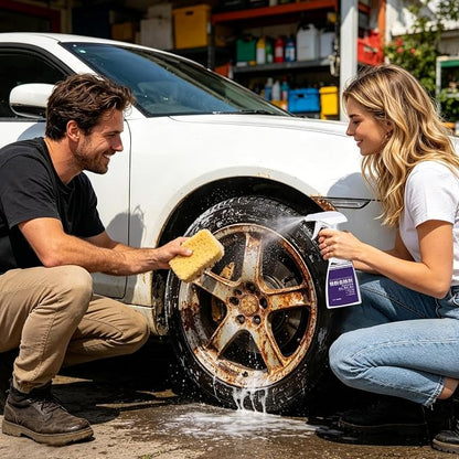 Car Iron Remover, Tire Iron Powder Cleaner, 300ml Fast Acting Universal Gentle Detailing Formula Design, Minimal Utility Style Build, Use for Chrome Trim Exhaust Pipes