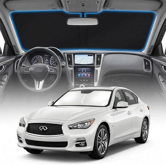 for Infiniti Q50 Windshield Sun Shade Cover - Custom Fit Q50 Accessories 2014-2024 Sunshade Foldable UV Protection & Heat Shield Sun Visor Accessories