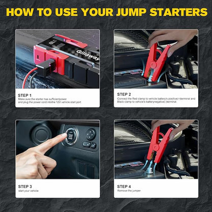 001B 3000A Car Jump Starter Battery Pack (Up to 9.0L Gas and 7.0L Diesel Engine), 12V Car Charger Jump Starter Portable Battery Jump Starter with Power Bank