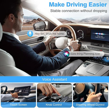 Wireless carplay Adapter for iPhone 2025, Convert Wired to Wireless CarPlay Adapter, Mini Size with Extension Cable USB & USB-C/Type-C,White