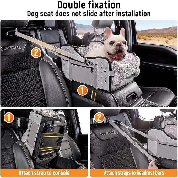 TKYZ Center Console Dog Car Seat,Pet Puppy Middle Console Dog Car Seat for Small Dogs (Full-Size Truck Gray)