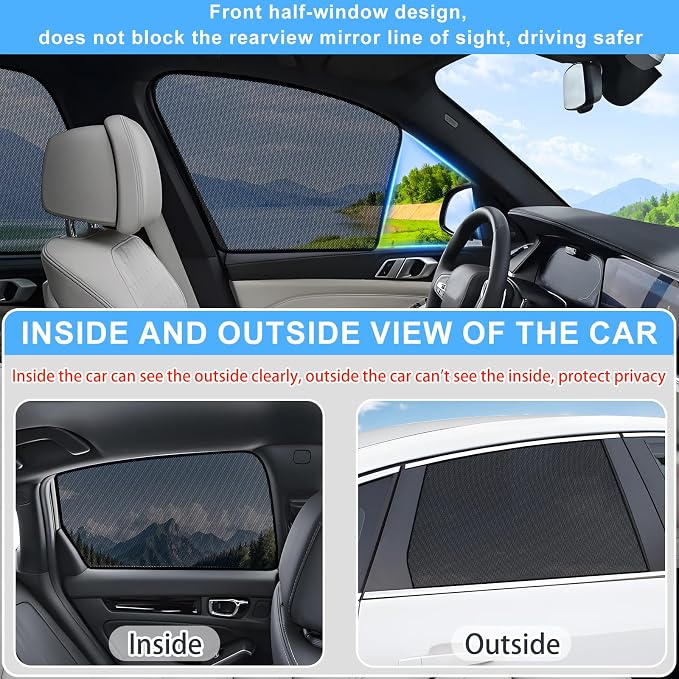 XCBYT 4 Pack 2021-2024 Honda Civic Window Shades with Breathable Mesh Window Covers 99% Sun UV Blackout Keeps Cool Privacy Curtains for Breastfeeding, Napping, Dressing, Camping
