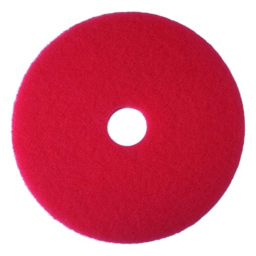3M Buffer Floor Pad 5100, Red, 14", Removes Soil, Scratches, Scuff Marks, and Black Shoe Heel Marks