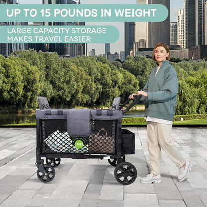 Stroller Wagon Cargo Net, Baby Stroller Organizer Mesh Cargo Net for Extra Storage Space Large Storage Capacity, Stroller Wagon Accessories - Compatible with WONDERFOLD All W-Series Models (1 Pack)