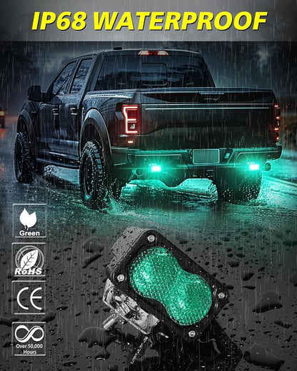 Green LED Pods 3" 40W Diffused CREE LED Pod Lights | Green Hunting Fishing Light Pods Scene Chase Light Bars for Truck Pickup Tractor Trailer Van Boat UTV