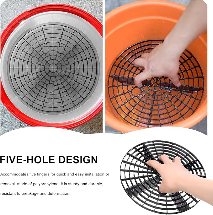 2PCS Car Wash Bucket Insert, Auto Washing Grit Trap Bucket Filter Removes Dirt & Debris, Car Dirt Guard Detailing & Cleaning Tool Fits 12 Inch Diameter or 3-5 Gallon Buckets (Red)