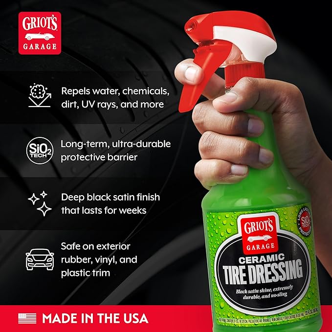 Griot's Garage Ceramic Tire Dressing Coating for Car Detailing, Safe for Rubber, Vinyl, and Plastic Trim on Cars, Trucks, SUVs, Motorcycles, and RVs, 10842, 22oz
