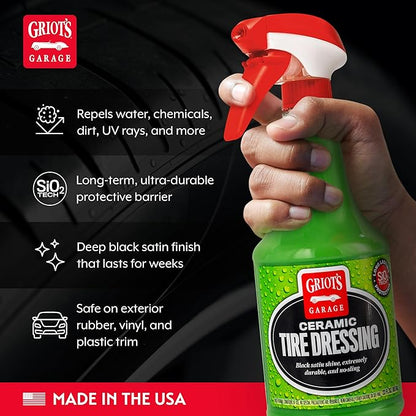 Griot's Garage Ceramic Tire Dressing Coating for Car Detailing, Safe for Rubber, Vinyl, and Plastic Trim on Cars, Trucks, SUVs, Motorcycles, and RVs, 10842, 22oz
