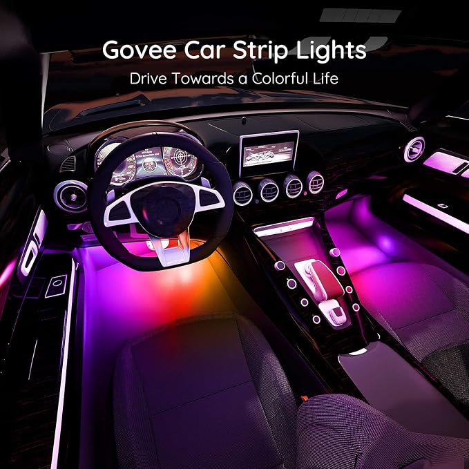 Govee Car Lights, Smart RGBIC Interior Car Lights with APP, Remote Control, LED Lights for Decor, DIY Mode and Multiple Scene Options, 2 Lines Design 72 LED Lights