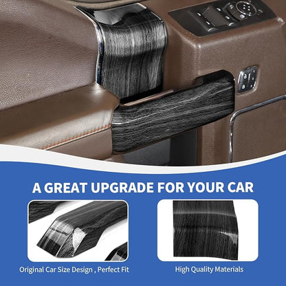 RAZPOY for F150 Inner Door Handles Covers & Door Handle Panel Trim Compatible with 2015-2020 Ford F150 Black Wood Grain Interior Accessories