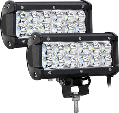 Willpower 7 inch 2x36W Spot LED Work Light Bar Driving Lamp 12V 24V for Jeep Truck Car ATV SUV 4X4 Truck