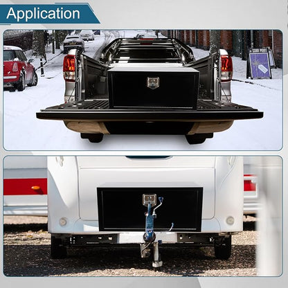 36"X14"X16" Underbody Steel Utility Truck Toolbox Black Heavy Duty Steel Trailer Box Pick Up Truck Tool Box Storage Organizer w/Lock & Keys