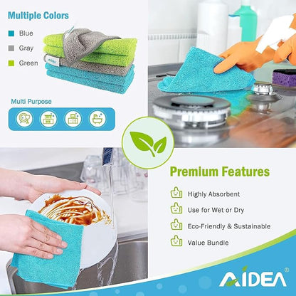 AIDEA Microfiber Cleaning Cloth-200PK, Soft Microfiber Towels for Cars, Absorbent Cleaning Rags, Lint-Free Streak-Free Wash Cloths for House, Kitchen, Window(12in.x12in)