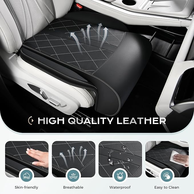 Coverado Car Seat Extender Leg Support, Leather Leg Extension Pad Car Seat Cushions, Waterproof Leg Extender Cushion for Long Driving, Car Leg Support Pad Universal Fit for Diver Seat (Update, Black)