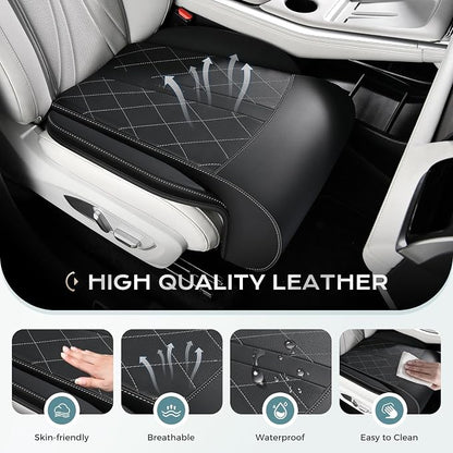 Coverado Car Seat Extender Leg Support, Leather Leg Extension Pad Car Seat Cushions, Waterproof Leg Extender Cushion for Long Driving, Car Leg Support Pad Universal Fit for Diver Seat (Update, Black)