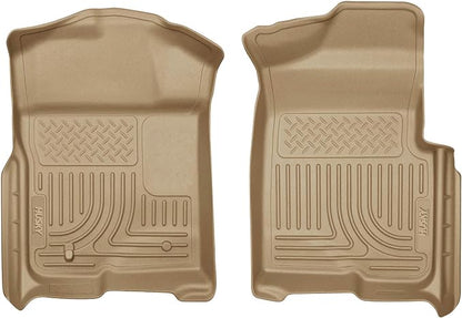 Husky Liners Weatherbeater Floor Mats | Fits 2009-2014 Ford F-150 All Cabs Without Manual Shifter | Front Row, 2-pc Tan - 18333