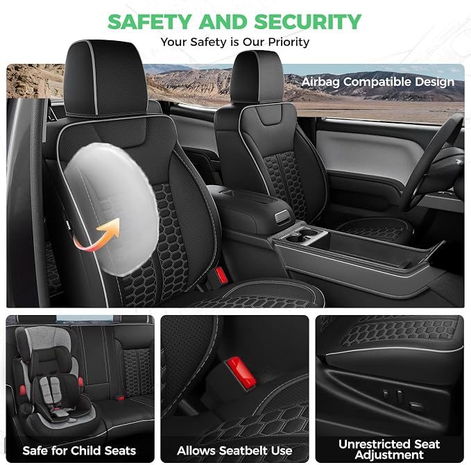 Custom Leather Seat Covers for Silverado/Sierra 1500 2014-2018, 2500HD 3500HD 2015-2019 Crew Cab Full Set with Jump Seat Cover (Armrest Storage Version Only),Truck Accessories