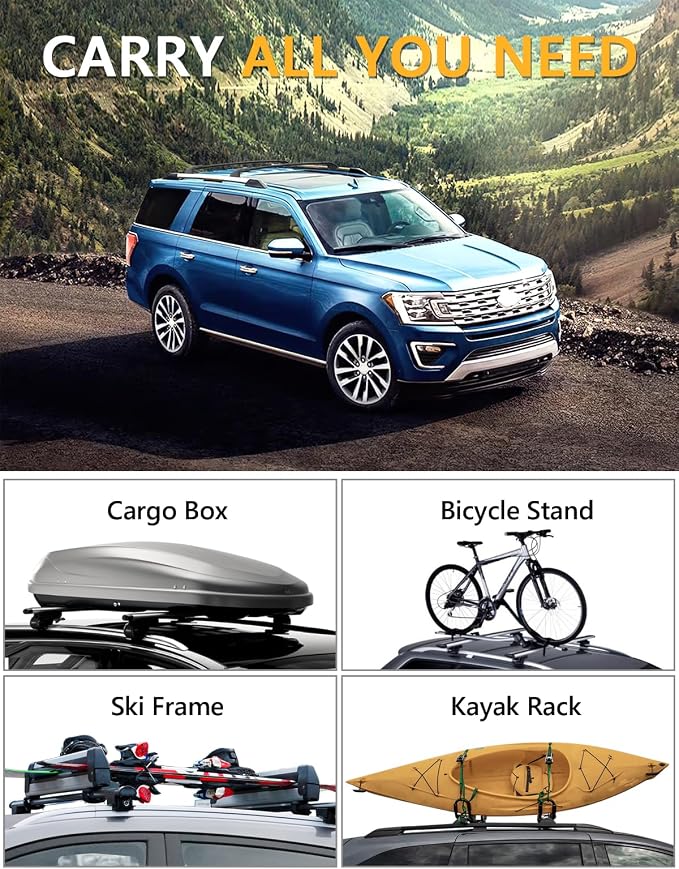 Tuyoung 300lbs Roof Racks Cross Bars Compatible with Ford Expedition & Ford Max 2018-2026 & Lincoln Navigator 2018-2024, Heavy Duty Aluminum Rooftop Cargo Carrier Low Noise Kayak Camping Road Trips