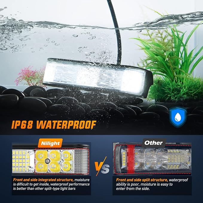 Nilight Side Shooter LED Light Bar / Pods 2PCS 6.5 Inch 60W Flood Spot Beam Combo Fog / Driving Light Work Light for Truck ATV UTV Boat, 2 Years Warranty