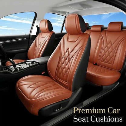 Car Seat Covers Compatible with Hyundai Accent 2017-2026 - Waterproof & Breathable Luxury Leather All-Weather Seat Cushions Protectors, Airbag Compatible, Only 2 Front seat Covers (Brown)