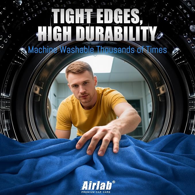 Airlab Microfiber Towels for Cars Wash Drying Thick Plush Cleaning Cloth Auto Detailing Super Absorbent for Interior & Exterior Lint Free, Streak Free, 35 x 24 Inch, 500 GSM, Pack of 1