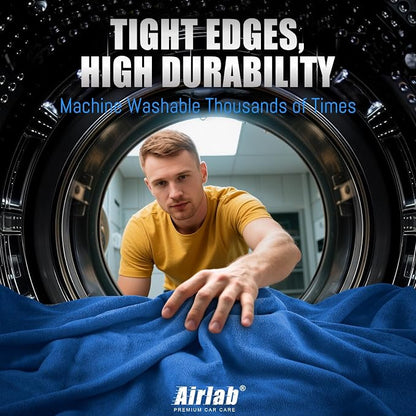 Airlab Microfiber Towels for Cars Wash Drying Thick Plush Cleaning Cloth Auto Detailing Super Absorbent for Interior & Exterior Lint Free, Streak Free, 35 x 24 Inch, 500 GSM, Pack of 1