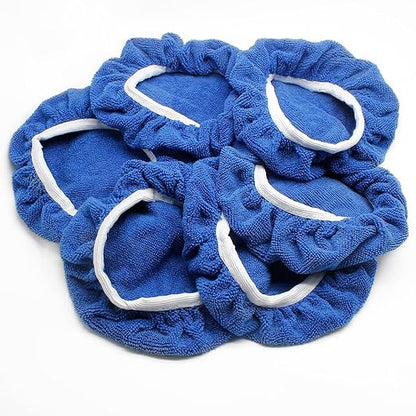 Bonsicoky 6 PCS Car Polishing Bonnet Buffing Pads - Soft Microfiber Buffing Pads Cover for 5" - 6" Car Polisher - Blue